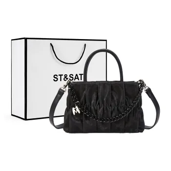 ST&SAT Synthetic Leather One Shoulder Handbags Regular Women's Black/White