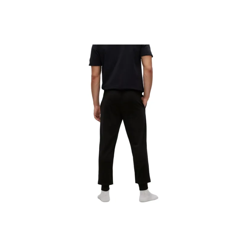 HUGO BOSS Stretch-Cotton Pajama Bottoms With Logo Print Knitted Sports Pants Men's Black-3