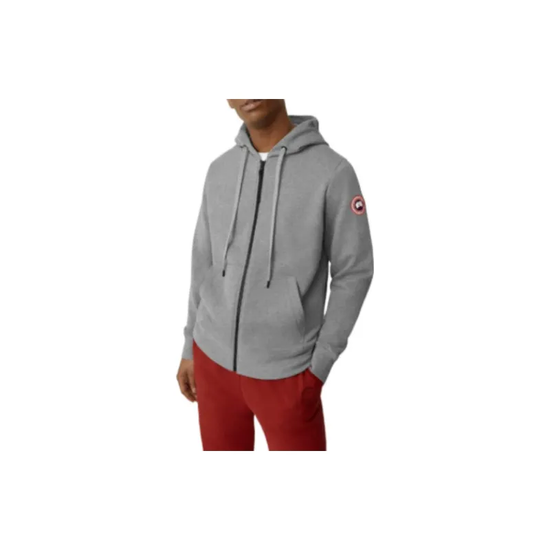 Canada Goose Logo Patch Zip Up Drawstring Hoodie-1