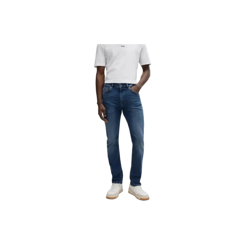 HUGO BOSS Slim-Fit Jeans In Red-Cast Soft-Motion Denim Jeans Men's Dark Blue-2