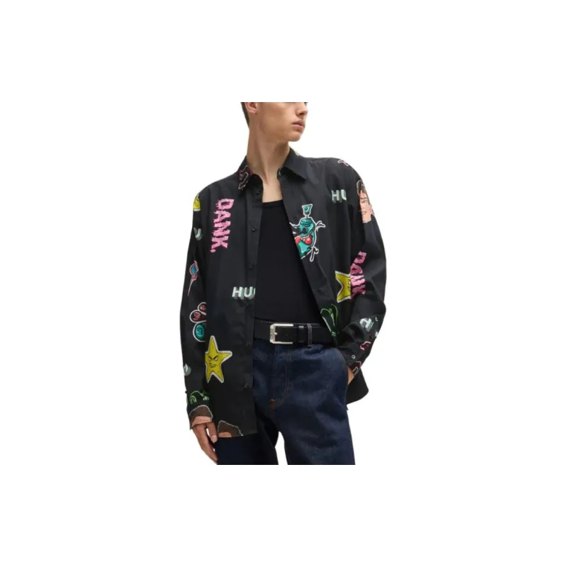 HUGO BOSS Graphic Print Cotton Shirt-4