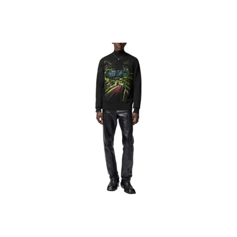 VERSACE City Lights Embroidered Crewneck Jumper-1