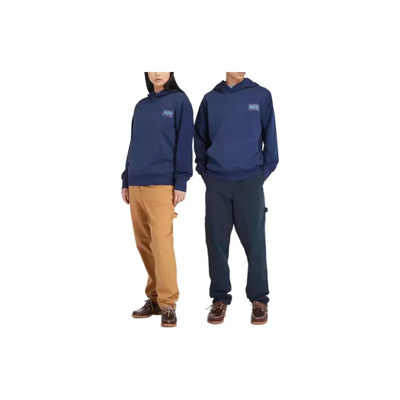 Timberland Globe Logo Textured Hoodie Sweatshirt Unisex Ocean Caves-1