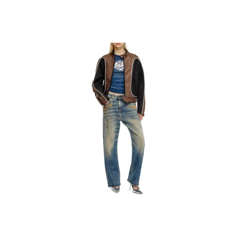 DIESEL J Blink Colourblock Zipped Biker Jacket-5