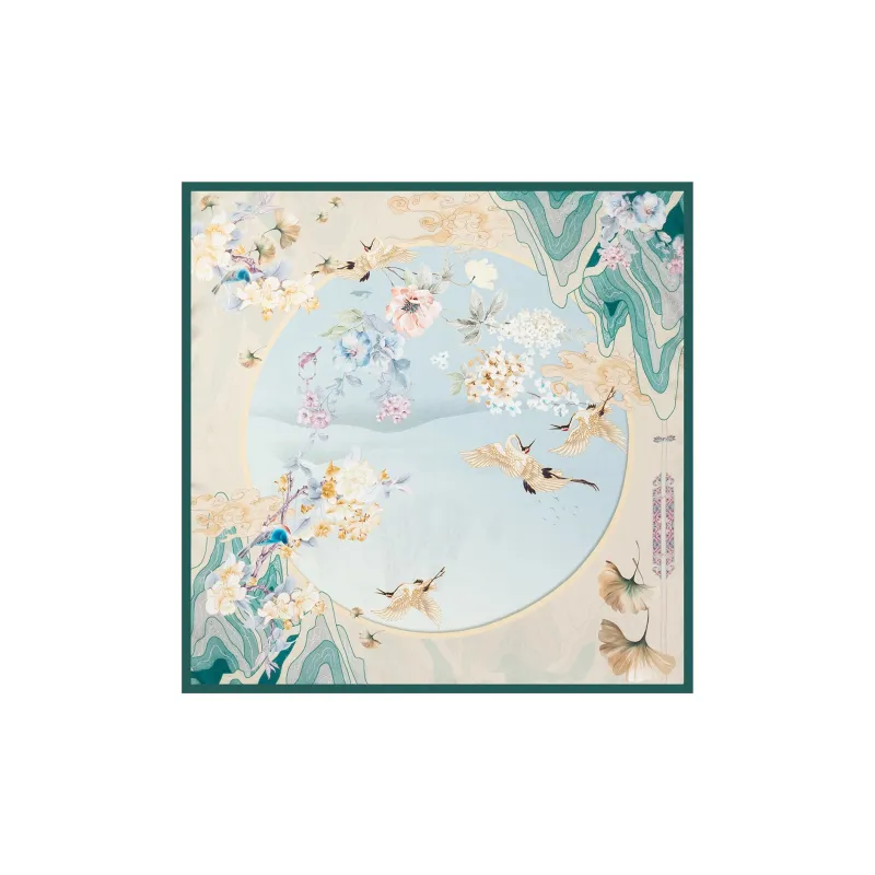 Shanghai Story 100% Mulberry Silk Silk Scarves Women's Patch Bamboo Leaf Flower Gift Box Set-82
