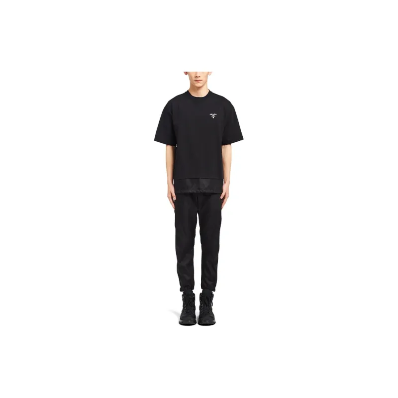 PRADA Cotton Nylon Detail Boxy Cut T-shirt-3