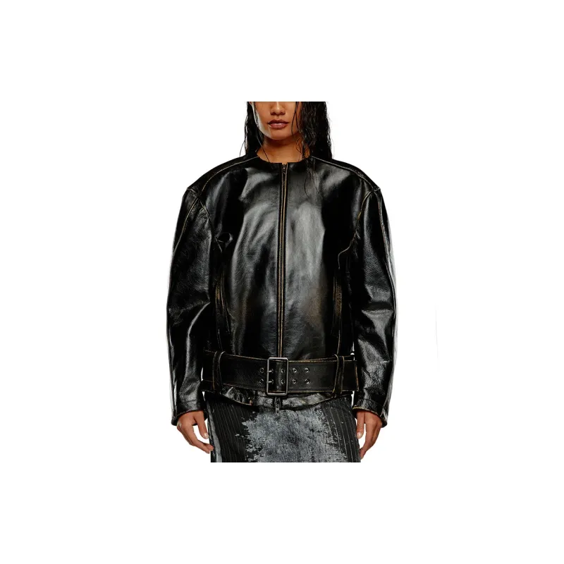 DIESEL L Margy Collarless Leather Jacket-1