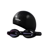 Black Teardrop Cap+Black Swim Goggles