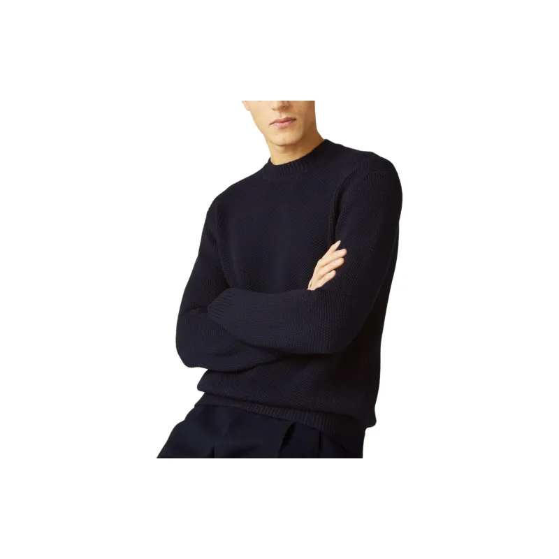 Loro Piana The Gift Of Kings® Argyle Crew Neck Knitwear Men's Marine Blue-3