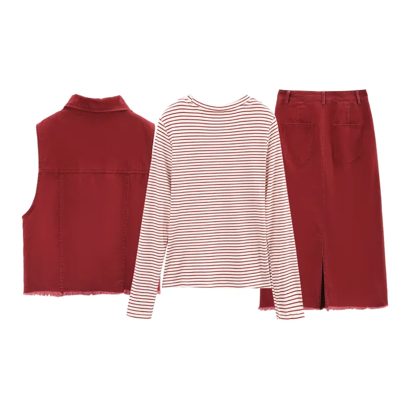 A Paradise For Awakening Skirt Set Women's Burgundy-1