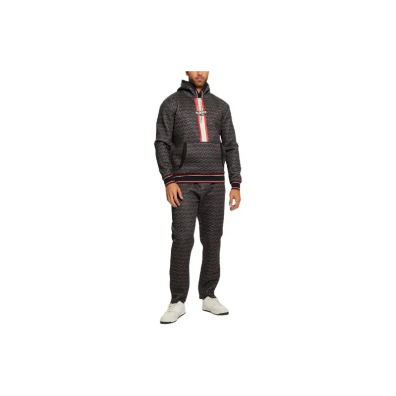 GUESS Rolph Signature Cube Hoodie Sweatshirt Men's Brown-2