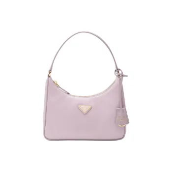 PRADA Re-Edition Leather Vagabond Bag Shoulder Bag Mini Women's Light Purple