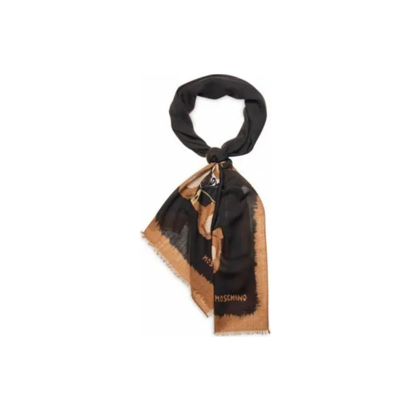 MOSCHINO Wool Knit Scarves Unisex Brown-1