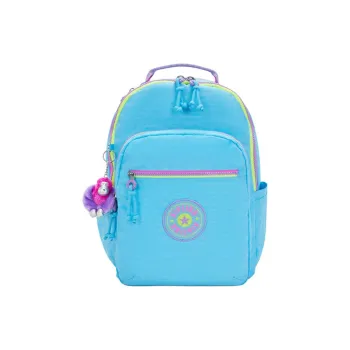 Kipling Polyamide Backpack Large Size Unisex Metallic Silver/Blue/Fuchsia/Black