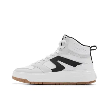 QIAODAN Height Increasing Wear Resistant Water Resistant Slip Resistant High Top Skateboard Shoes Men's White Gray