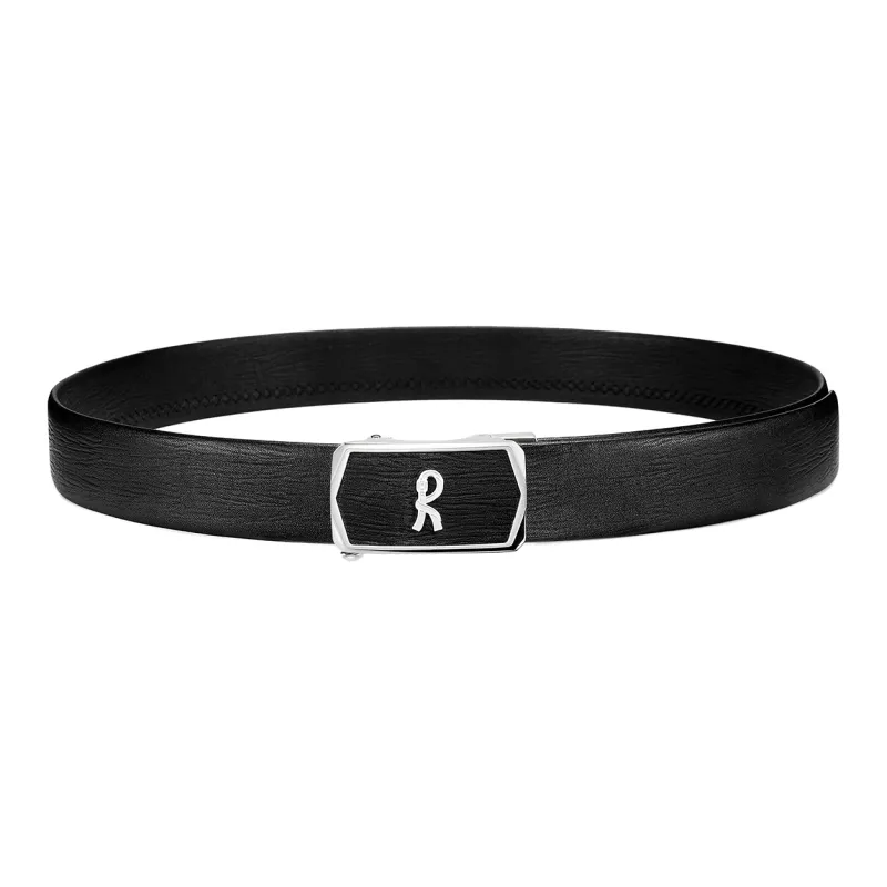ROBERTA DI CAMERINO Cow Leather Belts Men's Black 3.45CM Writing A Greeting Card And Printing Photos-6