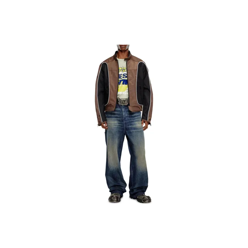 DIESEL J Blink Colourblock Zipped Biker Jacket-4