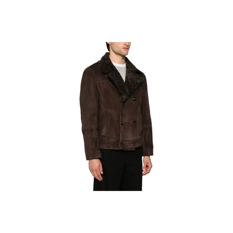 Brunello Cucinelli Double Breasted Shearling Jacket-3