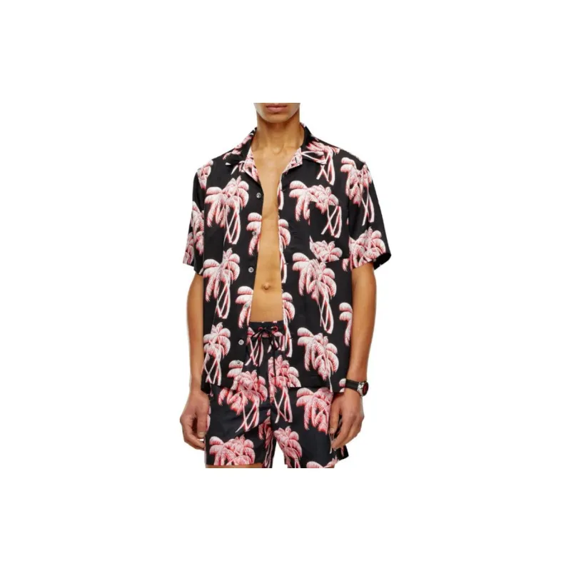 DIESEL Bmowt Adrian Palm Tree Printed Buttoned Shirt-1