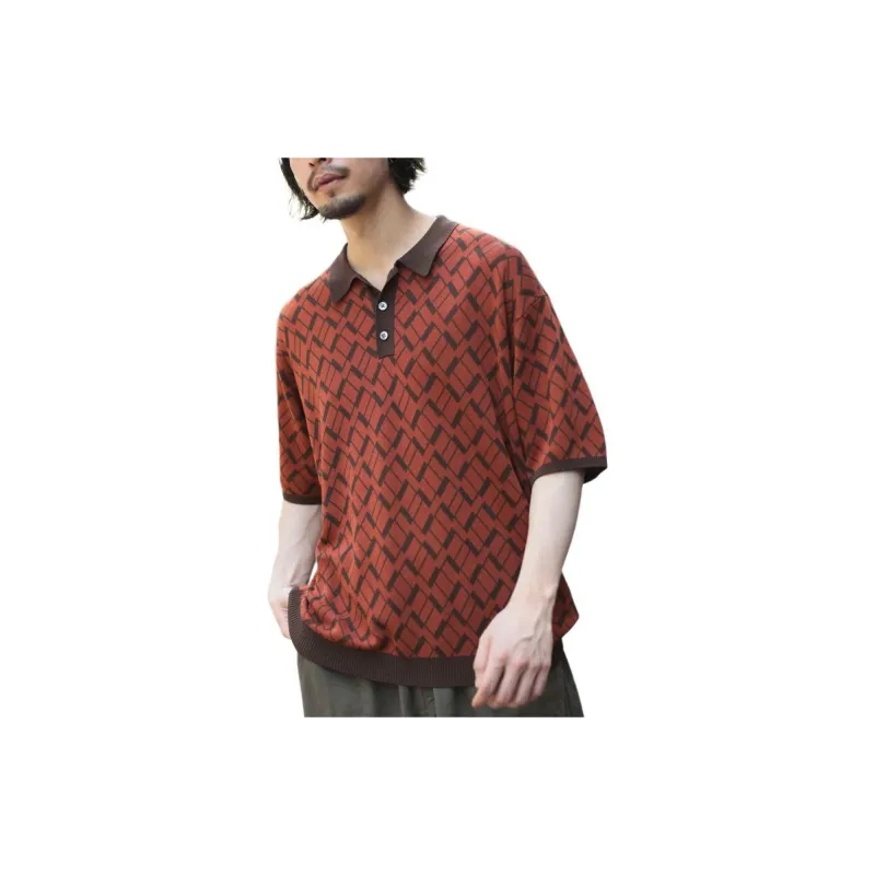Beams Polo Shirts Men Orange-5