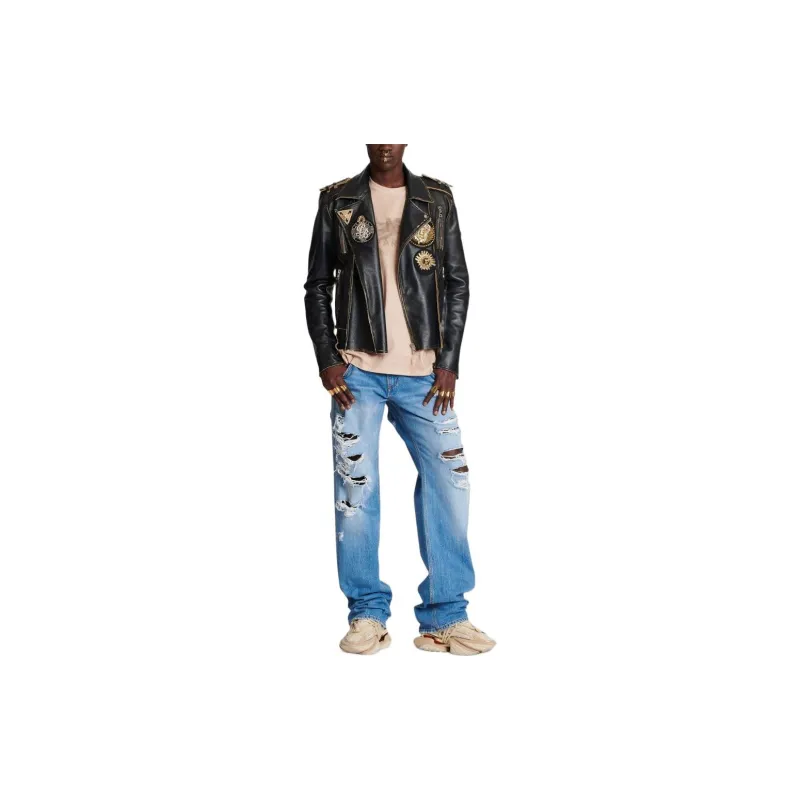 BALMAIN Destroyed Loose Denim Pants-2