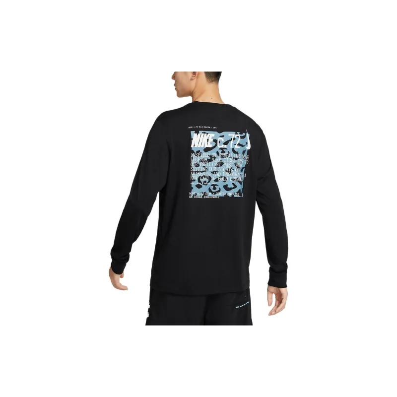 Nike Circa Long Sleeve T-Shirt With Back Print In T-Shirt Men's Black-4