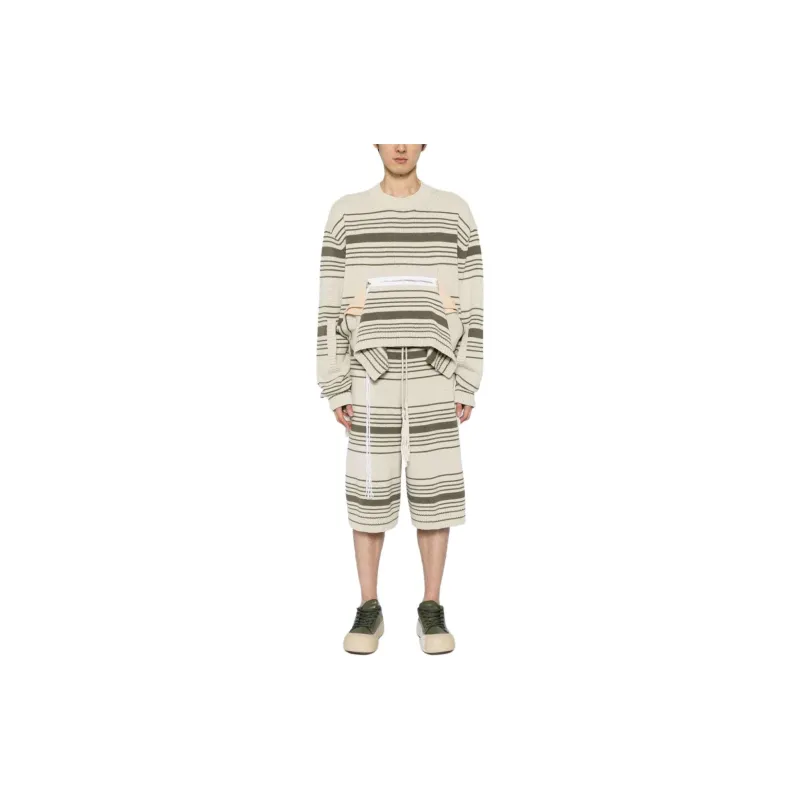 CRAIG GREEN Striped Ribbed-knit Shorts-1