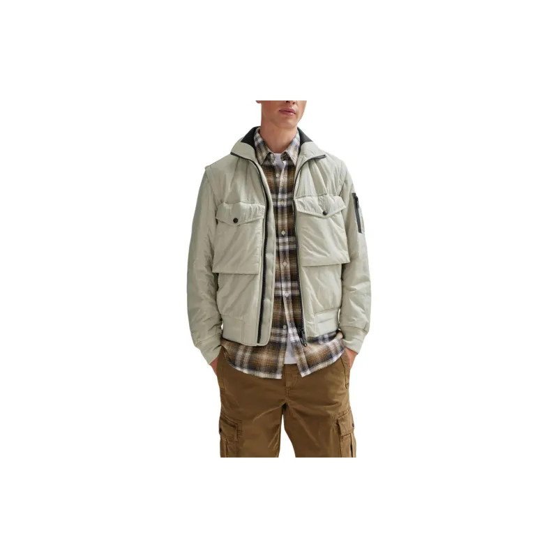 HUGO BOSS Water Repellent Bomber Jacket With Detachable Sleeves Jackets Coats Men's Ecru-2