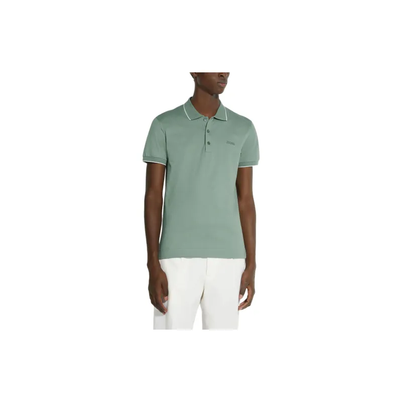 Zegna Polo Shirt Men's Gray Green-1