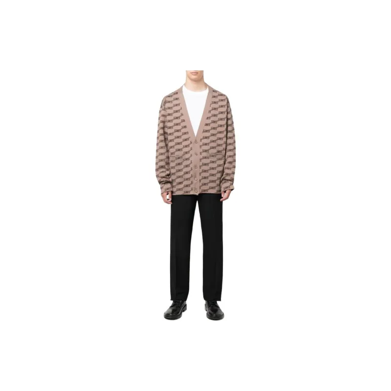 Balenciaga Logo Intarsia Knit Cardigan-1