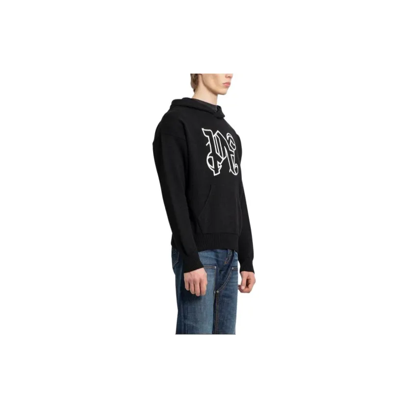 PALM ANGELS Monogram Embroidered Knitted Hoodie-2