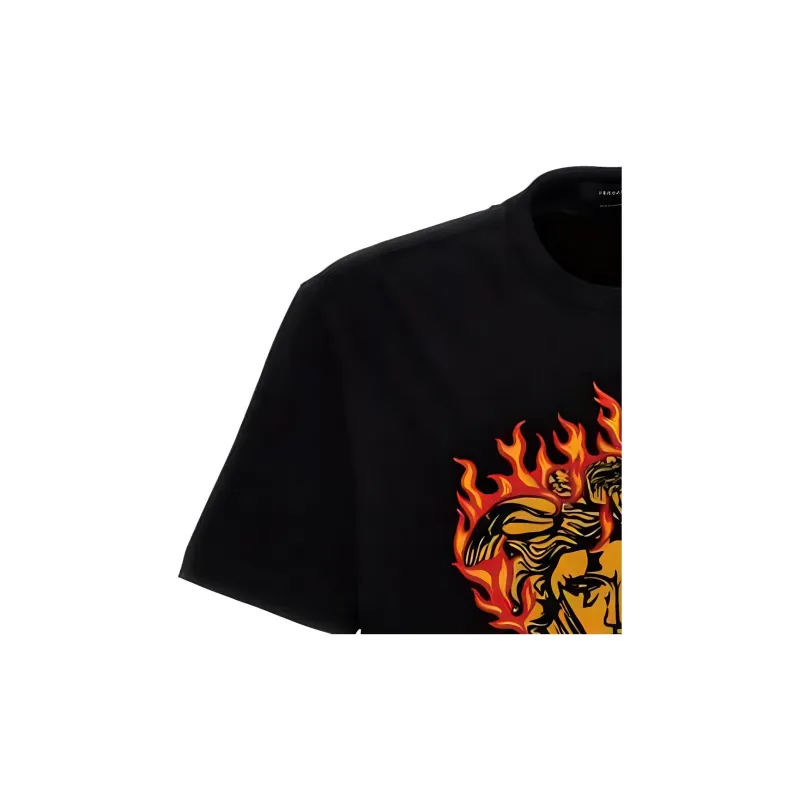 VERSACE Medusa Flame Print Embroidered Logo T Shirt-6