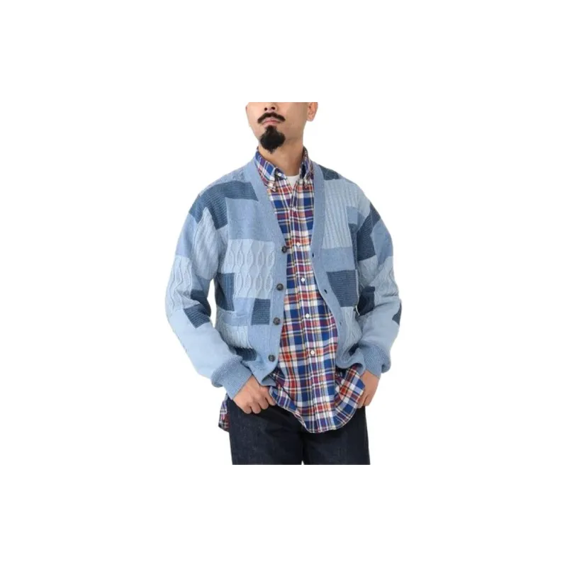 Beams Patchwork Cardigan-9