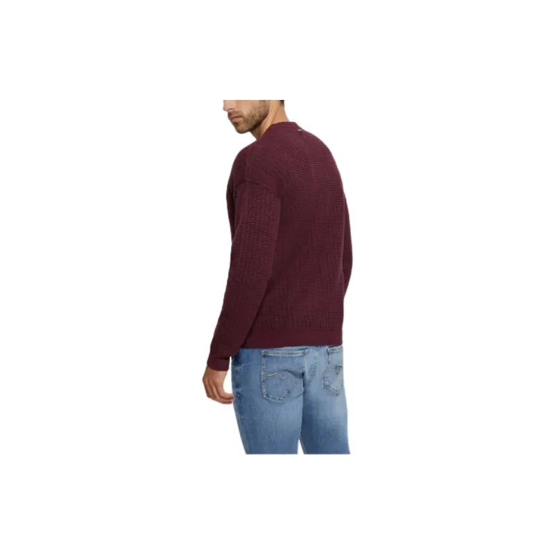 GUESS Eco Two-Tone Waffle Sweater Sweater Men's Red-2