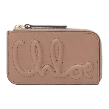 Chloe Shiny Calfskin Wallet Trumpets Women's Light Pink
