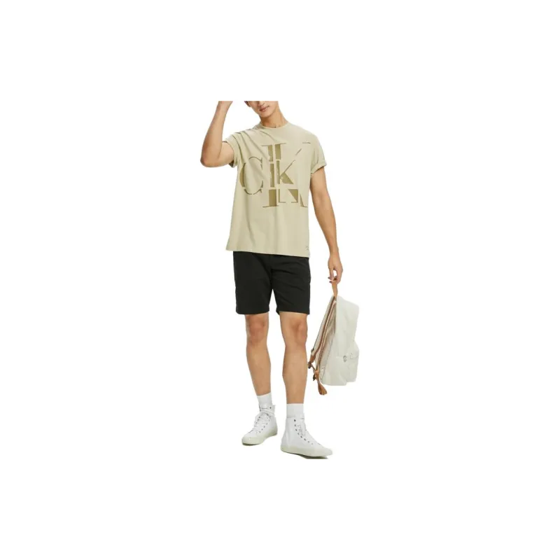 Calvin Klein T Shirts Men Light Khaki-3