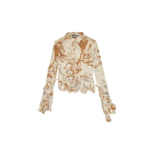 DIESEL Camo Shirt In Two-Layer Chiffon Shirt Women's Multicolor