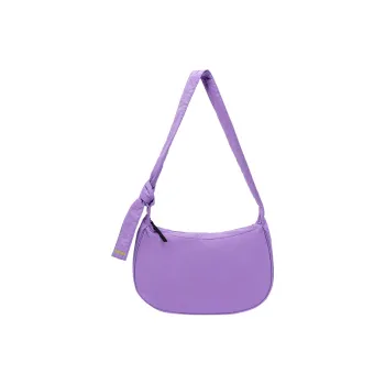 Bromen Wash Nylon With Water Travel Backpack Crossbody Bag Medium Size Women's Bright Purple/Milk White/Black/Gray