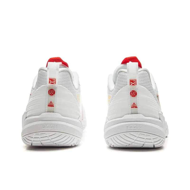 LiNing Anti Slip And Wear Resistant Breathable Low Top Badminton Shoes Unisex White Red-4