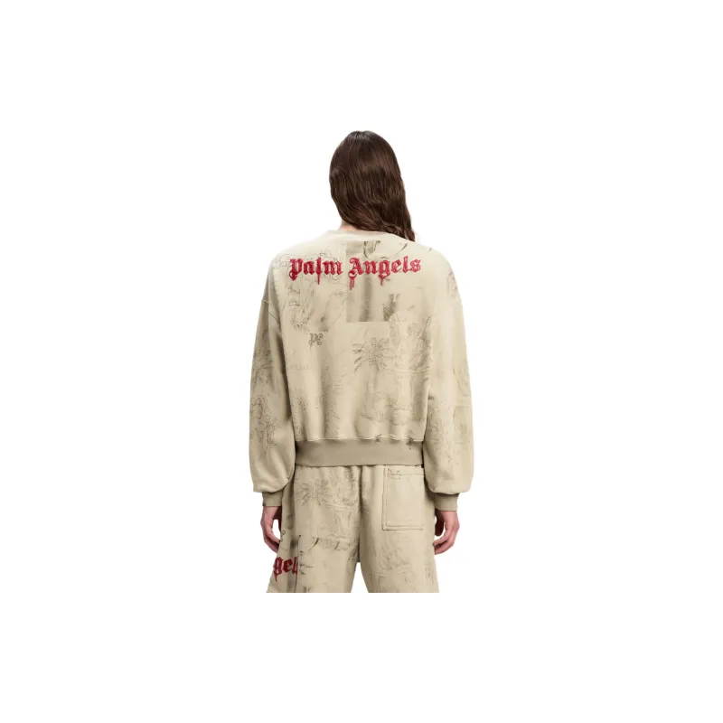 PALM ANGELS Pencil All Over Crew Sweatshirt-2