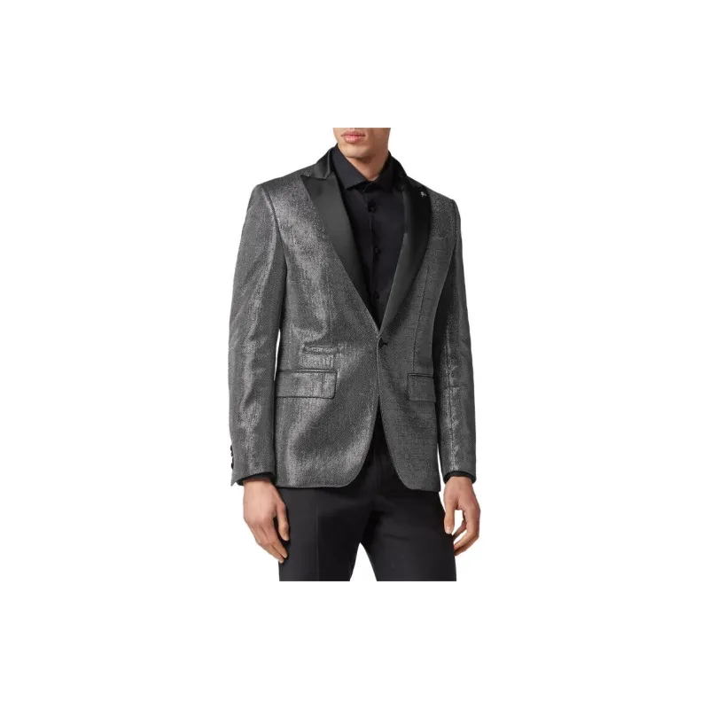PHILIPP PLEIN Metallic finish Single breasted Blazer-3