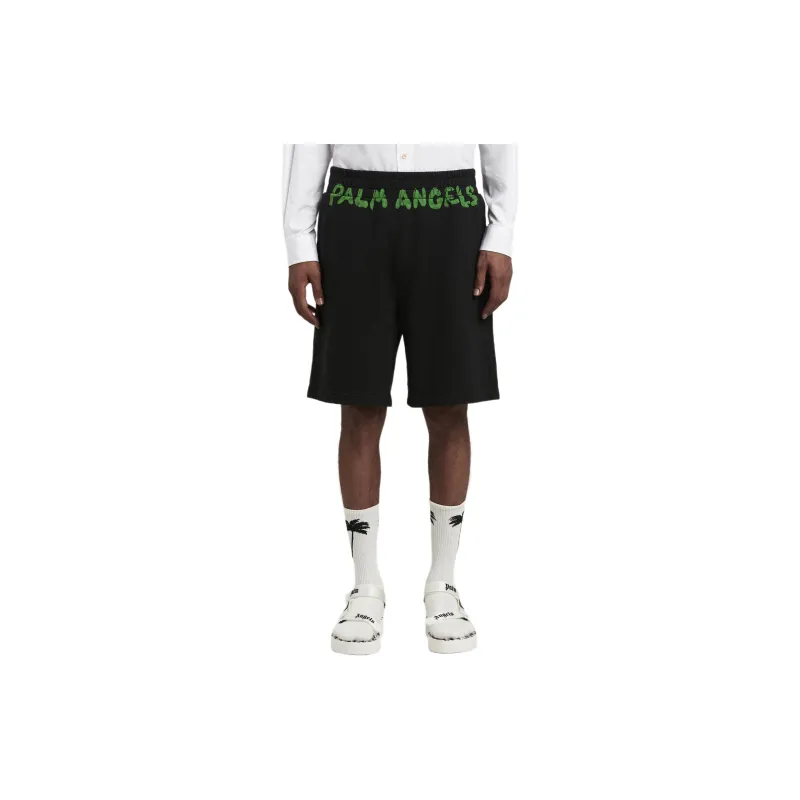 PALM ANGELS Logo print Cotton Track Shorts-1