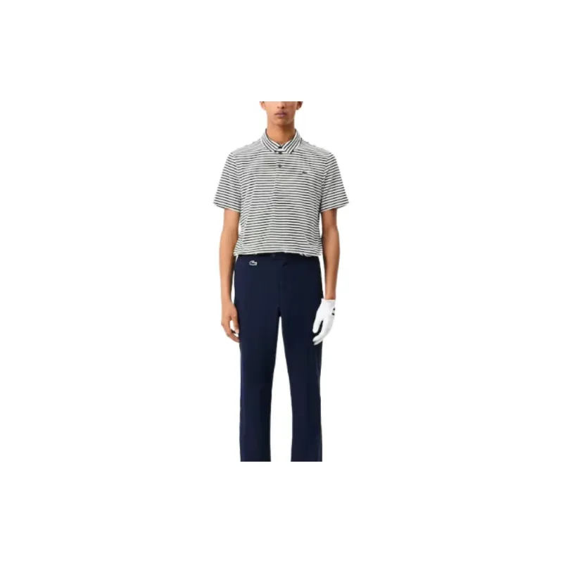 LACOSTE Polo Shirt Men's White Green Stripes-1