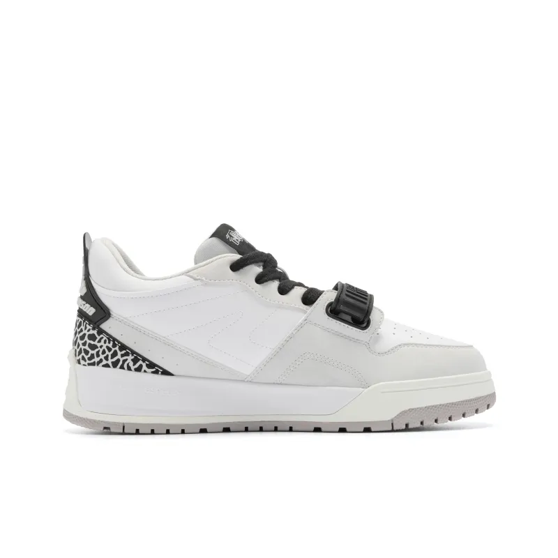 QIAODAN Legend Vintage Basketball Shoes Men Low Top Jordan White/Light Gray-1