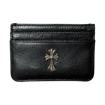 Chrome Hearts Cow Leather Card Holder Unisex Black