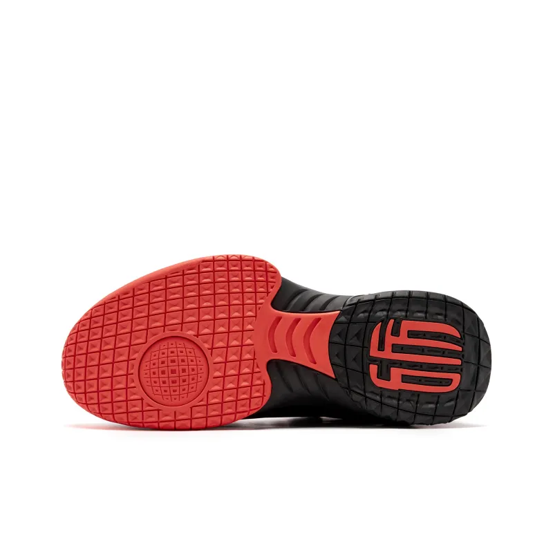 QIAODAN Kill Shot 1.0 Basketball Shoes Men Mid Top Black/Signal Red-4