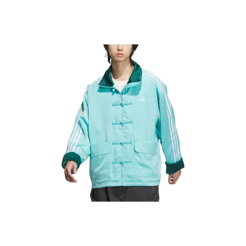 adidas originals SS24 Chinese Style Button-Stripe Jacket Mint Green-2