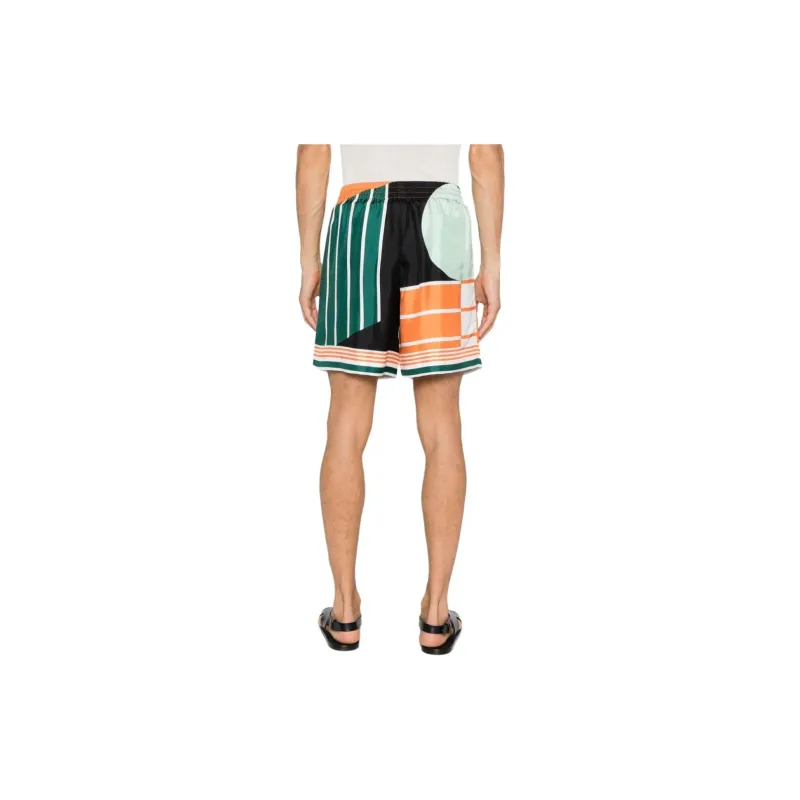 CASABLANCA Court Abstrait Silk Shorts-3