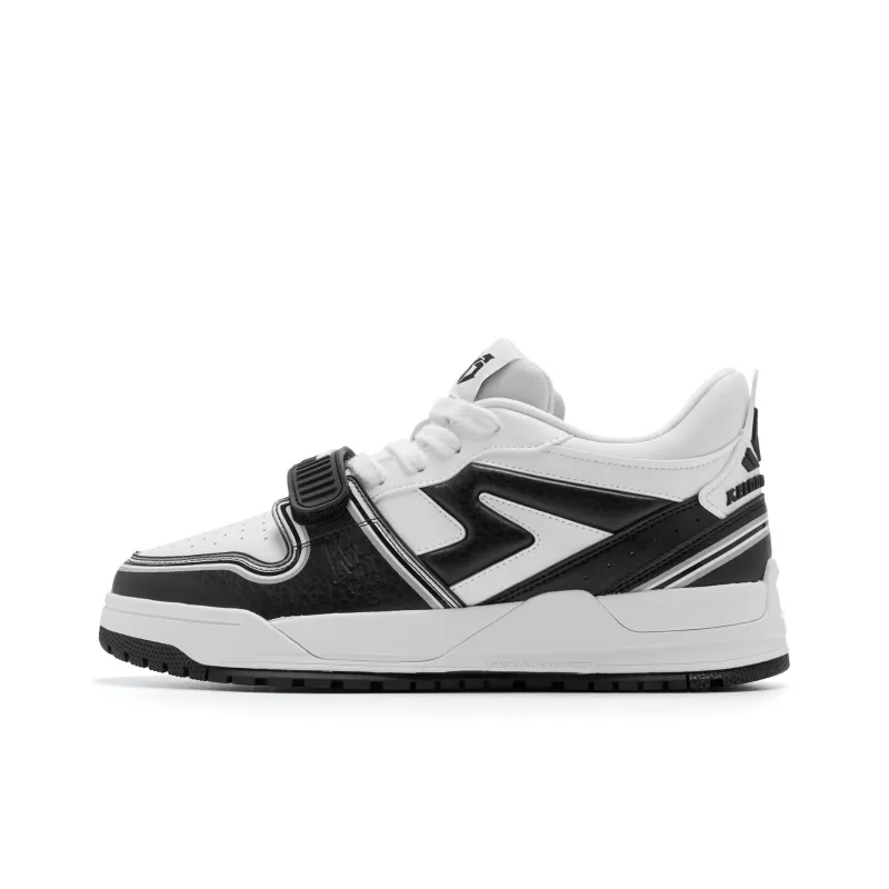 QIAODAN Legend Vintage Basketball Shoes Men Low Top Black/Jordan White-0
