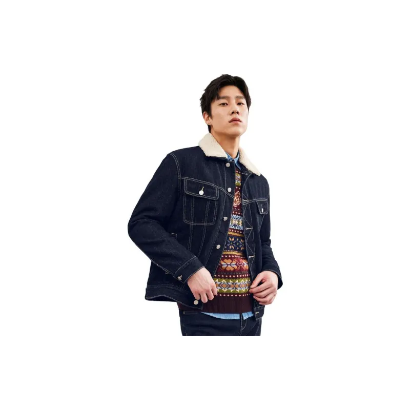 SEPTWOLVES Denim Jacket Men's Navy Blue-1